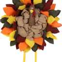 Thanksgiving Turkey Wreath Thanksgiving Wreath for Front Door Thanksgiving Door Decorations Turkey Decor (Yellow, 58cm)