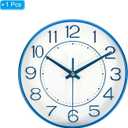 PATIKIL 8 Inch Wall Clock, Battery Operated Silent Non-Ticking Round Modern Wall Clock for Kitchen Office Bedroom Decor, Blue