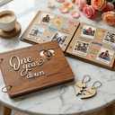 1 Year Scrapbook Album for Boyfriend Girlfriend, First Year Paper Memory Book for Couples, DIY Photo Scrapbook with Stickers, Romantic Photo Album for Him Her