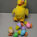 Plush Electric Stuffed Laying Egg Chicken Toy Doll with Sound Music Easter for Boys Girls (Yellow)