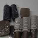 LITOPAK 100 Pack 10 oz Paper Coffee Cups with Lids, Sleeves, and Stirring Sticks for Coffee, Water, or Juice, Browm 10 Ounce Disposable Hot Paper Cups for Cafes, schools, offices, shops (Brown&10oz)