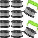 YWTESCH 12 Pack 0.065" Single Line Weed Wacker String Compatible with Greenworks String Trimmer, Auto-Feed Weed Eater String Replacement Spool for Greenworks Weed Wacker (10 Spool+2 Cap)