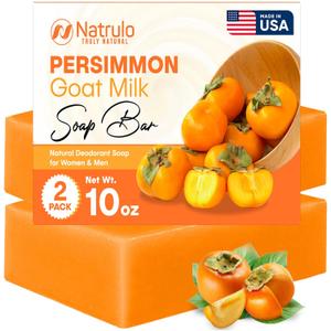 Persimmon Soap Bar for Body Odor Control  Purifying Deodorizing Body Wash with Goat Milk for Eliminating Body Odor  Great for Skin Brightening, Natural Deodorant Soap for Men & Women (5 Ounce (Pack of 2))