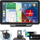 Portable Carplay Screen for Car, 7" Wireless Carplay & Android Auto with Bluetooth, HD Backup Camera, GPS Navigation, Siri, FM, AUX, Mirror Link for All Vehicles