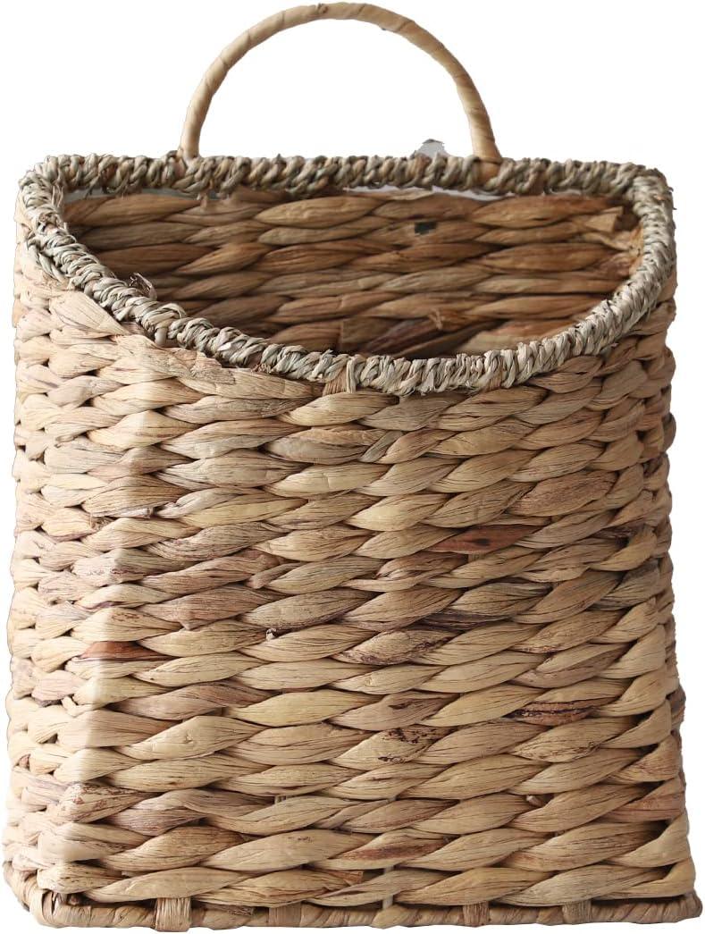 GYASVWU Woven Hanging Basket Water Hyacinth Hanging Wall Basket Wicker Handmade Baskets for Garden Farmhouse Home (Seagrass mouth)