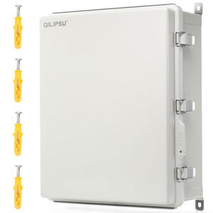 QILIPSU UL94-V0 Outdoor Electrical Box 20.3"x16.4"x7.9" Waterproof Junction Box Weatherproof PC/ABS Alloy Plastic IP66 Project Electric Enclosure Grey Hinged Door