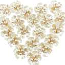 20Pcs Pearl Rhinestone Embellishments Flower Flatback Buttons Rhinestone Charms for Shoe Decoration Jewelry Making Clothes Brooch Wristband and Wedding Bouquet DIY