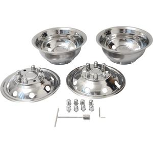 16 Inch 8 Lugs 8 Hand Holes Polished Stainless Steel Wheel Simulator Full Kits for 1992-2007 Ford E350 E450 RV Motorhome Van
