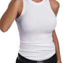 GEMBERA Women's Sleeveless Racerback High Neck Casual Basic Cotton Ribbed Fitted Tank Top SMALL