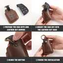 Key Fob Cover for Chevy Compatible with Colorado Silverado 1500 Equinox Tahoe Trax Terrain Blazer GMC for Honda Prologue 5 Button Smart Leather Car Key Case Shell Chain/Brown