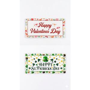 YQV Reversible St. Patrick’s Day Decor, 6x12In DoubleSided Valentines Door Decorations, Shamrock Welcome Wreath Sign Wall HangerC01
