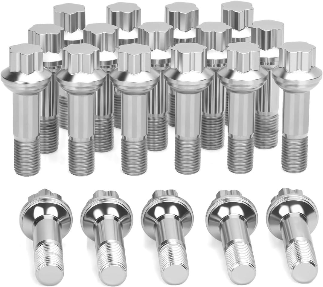 14x1.5 Lug Bolt for Mercedes-Benz ML350 ML500 GLC300 GLK350, 14mmx1.5 Wheel Lug Bolt OEM Factory Wheel for CL500 GL450 W215 E350 E300 S550 S600, 20PC Replace Benz Flower lugbolt 0009905407, 9905407 (17mm Hex)