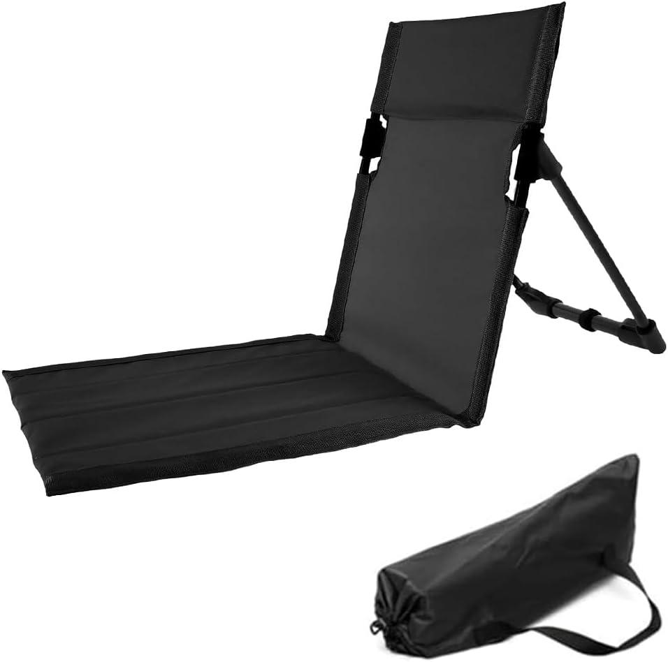 Ultra-Light Folding Camping Chair with Backrest, Outdoors Relaxing Floor Seat for Swimming Pool Beach Lawn Picnic Road Trips (Black)
