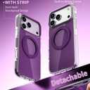 Magnetic for iPhone 17 Pro Case 360 Spin Stand Purple | Compatible with MagSafe, Military-Grade Protection,Non-Yellowing, Clear Scratch-Resistant Back Cover for 17 Pro 6.3