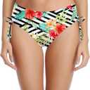 Tempt Me Women Bikini Bottoms Side Tie Adjustable Bathing Suit Swimsuit Full Coverage Swim Bottom (Colorful) M