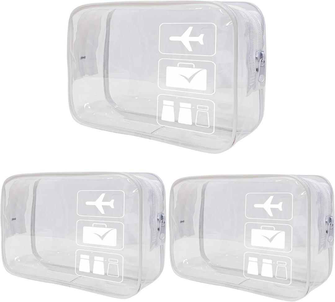 TSA Approved Toiletry Bag,Clear Travel Toiletry Bag,PVC Makeup Bags,Clear Travel Makeup Bag,Carry on Airport Airline Compliant Bag,Travel Accessories Bags for Women Men(White-3PCS)