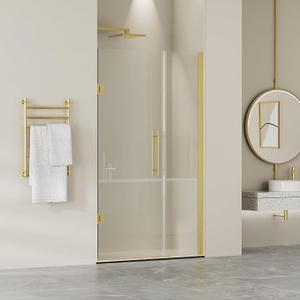 Findepot Frameless Pivot Glass Shower Door 42" W × 72" H, Pivot Swing Shower Door with 1/4" SGCC Tempered Glass, Brushed Gold