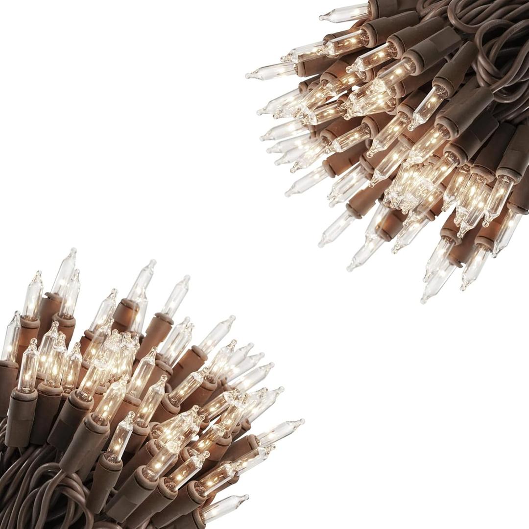 Vigdur 2 Packs 13ft 50 Clear Outdoor String Lights on Brown Wire Cord, UL Approved Connectable Outdoor Lights for Xmas Patio Home Party Garden Decor(Brown)