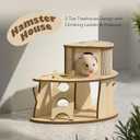 Wooden Hamster House with Ladder, 2-Tier Tree House Design Hamster Hideout Cage Accessories for Dwarf Gerbil Mouse
