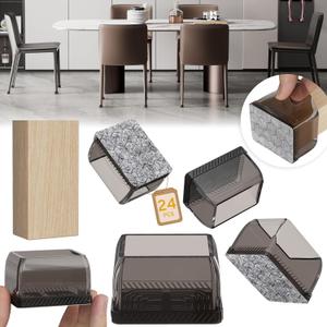 24PCS Rectangular Chair Leg Floor Protectors, Furniture Sliders, Non-Slip Felt Furniture Pads for Hardwood Floors, Silicone Cap Covers to Protect Floors,(Fit L :1.73-2.05", W: 1.34-1.65") (L-Black Clear(Fit L :1.73-2.05", W: 1.34-1.65"))