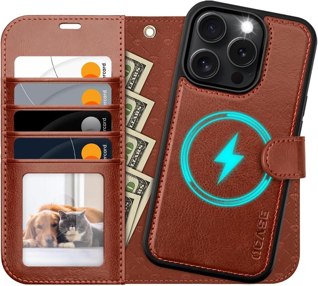 OCASE for iPhone 16 Pro Max Case Detachable Wallet Case with Card Holder, 2 in 1 Pu Leather Flip Folio with RFID Blocking Stand Wrist Strap Shockproof Phone Cover 6.9 Inch 2024, Dark Brown 
