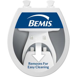 Bemis 730EC Toilet Seat, Removes for Easy Cleaning, Durable Plastic, Made in USA, Round, White