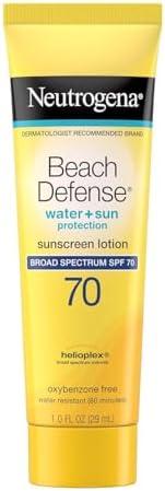 Neutrogena Beach Defense Sunscreen Lotion Broad Spectrum SPF 70, Travel Size (Pack of 3) 1 oz EXP2027/11
