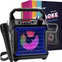Risebass Portable Karaoke Machine with Microphone with Party Lights for Kids and Adults - Rechargeable USB Speaker Set with Bluetooth, FM Radio SD/TF Card, AUX-in, Birthday Gift for Boys and Girls
