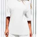 PRETTYGARDEN Women's 2 Piece Lounge Sets 2025 Summer Short Sleeve Tunic Tops Drawstring Shorts Matching Outfits Tracksuits (White,Small) (White, S)