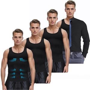 MEETYOO Mens Compression Shirt Slimming Undershirt for Men Shapewear Gynecomastia Compression Shirt Men Body Shaper, 2XL