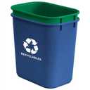 Acrimet Wastebasket Bin for Recycling and Waste, 6.75 Gallon/ 27 Quart/ 24 Liter, Trash Can (Plastic) (Green and Blue) (Set of 2)