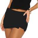 Womens Mini Skorts Casual Y2k Summer Mid-Waisted Front Split Pencil Bodycon Skirts with Shorts Underneath Size M