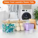 4 Pack Laundry Detergent Container, Clear Laundry Room Organization Containers, Large Laundry Powder Storage Organizer Wooden Lids with Scoop