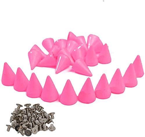 Gdeal Metal Bullet Rivet Stud Spikes,7x10mm Colored Metal Screw Back Rivet,Cone Bullet Spikes,DIY Leathercraft Findings (Rose Red)
