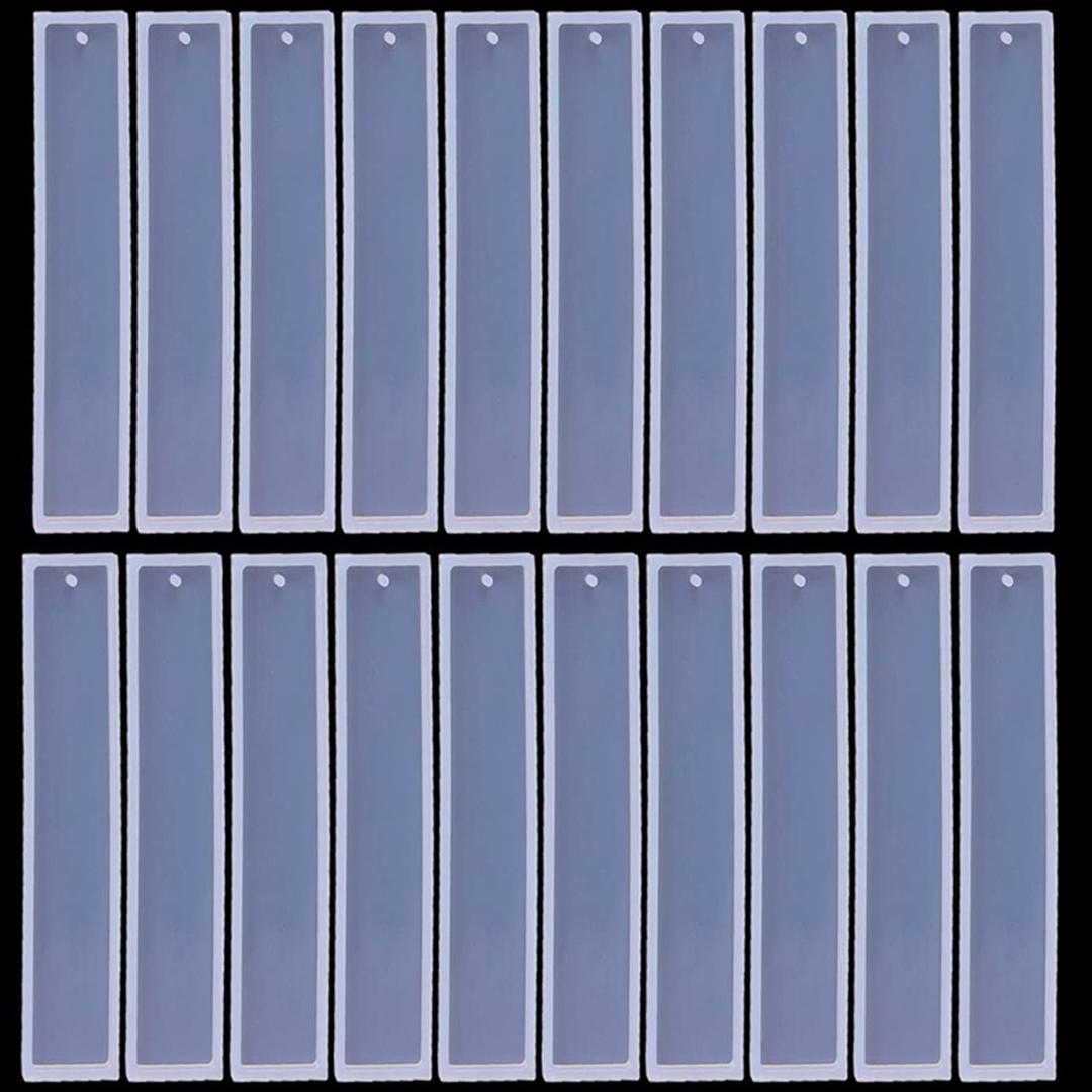 20 PCS 5.5 Inch Rectangle Silicone Bookmark Mold DIY Bookmark Resin Mold Bookmarks Silicone Molds Making Molds Epoxy Resin Mould Kit for DIY Casting Crafts Making Supplies