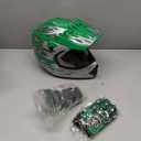 XFMT DOT Youth Kids Motocross Offroad Street Dirt Bike Helmet Youth Motorcycle ATV Helmet with Goggles Gloves Green Flame XL