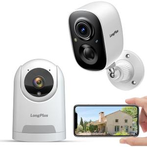 LongPlus Vicohome Security Camera Wireless Bundles, Outdoor Camera Wireless Camera for Home Security, Indoor Outdoor WiFi Cameras with AI Motion Detection, 2-Way Talk, Cloud/SD Storage (White ( 2 Pack ))