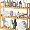 FILWH Bamboo Organizer Rack - Adjustable 3-Tier Storage Shelf, Wall Mounted or Over The Toilet, Living Room, Kitchen (Natural)