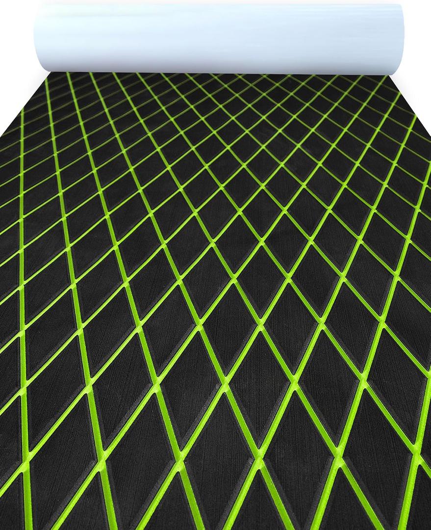 KXKZREN EVA Foam Boat Flooring Decking Sheet 6mm Thick Diamond Anti-Slip Marine Flooring Mat Self Adhesive Deck Pad for Bass Boat Yacht Motorboat RV Cooler Tops, 94.5" x 47.2"