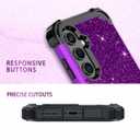 LONTECT for Galaxy A35 5G/A55 5G Case Glitter Sparkly Bling 3 in 1 Shockproof Heavy Duty Hybrid Sturdy High Impact Protective Cover Case 6.6 inch 2024,Shiny Purple/Black