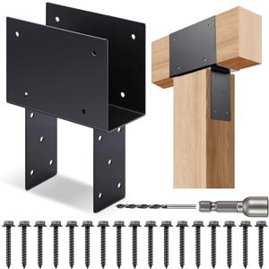 Zonon 4pcs 6 x6 (Actual 5.5 x5.5 ) Post Cap Tie Bracket Stainless Steel Beam Support Bracket for Pergola, Gazebos, Patio Decks, Porches, Etc, Dark Gray