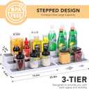 CiWiVOKi 3 Tier Expandable Spice Rack Organizer, Plastic Spice Rack, Adjustable Length 14.6In-25.8In, Non-Skid Tiered Spice Shelf Organizer for Kitchen Cabinet, Cupboard, Pantry, White/Grey
