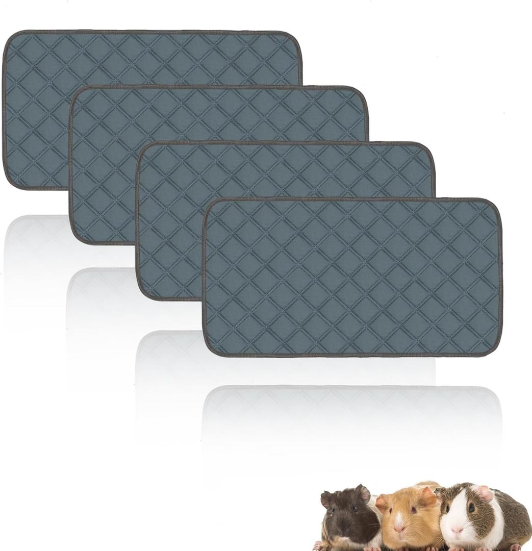 4 Pack Guinea Pig Cage Liners Washable Guinea Pig Bedding Reusable Waterproof Super Absorbent Guinea Pig Pee Pads Anti Slip Mat for Small Animals Rabbit Hamster Rat -28 x 14 Inch (Dark Grey)