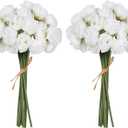 IPOPU Ranunculus Artificial Flowers 18 PCS Silk Flowers Artificial Peonies Faux Ranunculus Flowers for DIY Wedding Bouquet Bridal Shower Filler Flowers Decor(White)