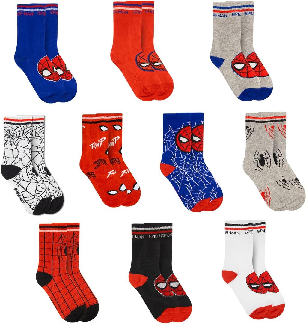 Marvel Spiderman Boys Socks - 10-Pack Decorative Toddler Socks with Amazing Legends Design