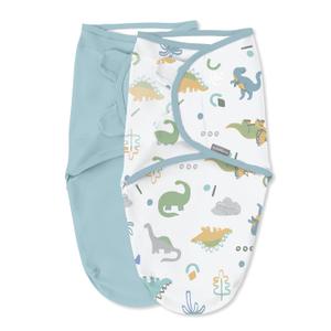 SwaddleMe by Ingenuity Original Swaddle, 100% Cotton, Improves Sleep & Calms Startle Reflex, 0-3 Months, 1.0 TOG, 2-Pack, Baby Swaddle Blanket - Tropical Dino