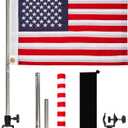 American Boat Flag Pole Kits Marine 12"x18", Stainless Steel Boat Flag Pole with 1x Storage Bag, Adjustable Flagpole Holder with 50 Embroidered Stars American Flag Boat Accessories