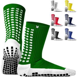 Lux Dual Grip Socks - Soccer Grip Socks for Men and Women. GripArray Performance & Comfort (Large, Green)