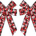 2 x Hying 2 PCS Valentine's Day Bows for Wreath, Valentines Wreath Bows Black Red Buffalo Plaid Bows Loving Heart Gift Bows Red Burlap Bows for Front Door Valentines Party Decorations