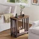 ChooChoo Mission End Tables Set of 2, Narrow Side Tables for Small Spaces, Night Stands with Storage Shelf for Living Room and Bedroom, Espresso, 11.81" x 23.62" x 23.62"